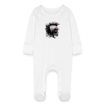 Punk Rock Mohawk Crâne - Grenouillère bio avec gants Bébé - blanc - Devant