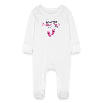 Enfin tante marraine devient bébé annonce - Grenouillère bio avec gants Bébé - blanc - Devant