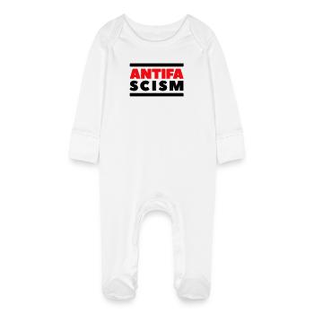 ANTIFA - Antifaschismus - Baby Bio-Schlafanzug mit Kratzhandschuhen - Weiß - Vorne