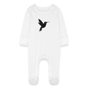 Glitzernder Kolibri Silhouette - Baby Bio-Schlafanzug mit Kratzhandschuhen - Weiß - Vorne