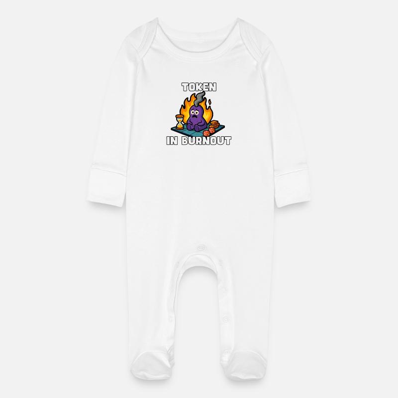 Token burnout - Baby Organic Sleepsuit with Scratch Mitts - white