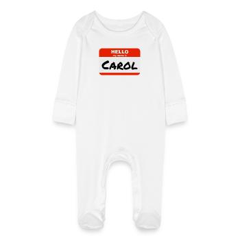 Bonjour mon nom est Carol Étiquette Étiquette - Grenouillère bio avec gants Bébé - blanc - Devant