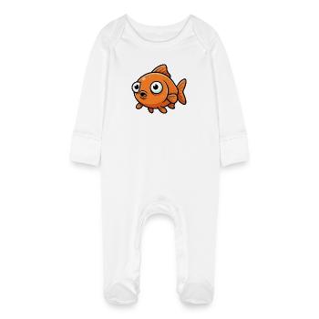 The Little Fish - Baby Organic Sleepsuit with Scratch Mitts - white - Front