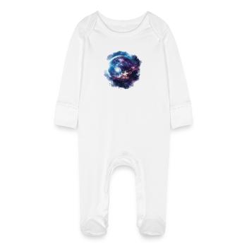 Cosmic Vortex Galaxy - Baby Organic Sleepsuit with Scratch Mitts - white - Front