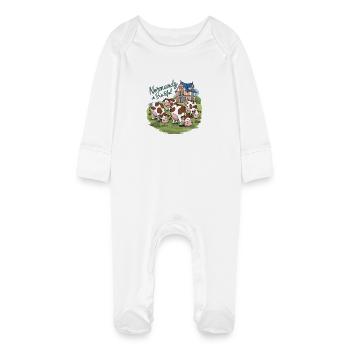 Normandy Humor Gift Normandy is Beautiful - Baby Organic Sleepsuit with Scratch Mitts - white - Front
