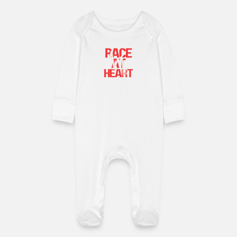 Race at Heart Garage Imprimer - Grenouillère bio avec gants Bébé - blanc