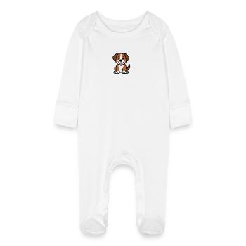 Dog - Baby Organic Sleepsuit with Scratch Mitts - white - Front