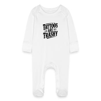 Les tatouages sont trash - Grenouillère bio avec gants Bébé - blanc - Devant