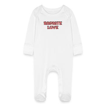 Radiate Love Red Typography - Baby Organic Sleepsuit with Scratch Mitts - white - Front