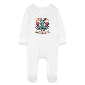 Frappe simplement différemment - Grenouillère bio avec gants Bébé - blanc - Devant