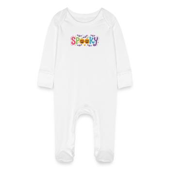 Effrayant Halloween Lettres de couleur - Grenouillère bio avec gants Bébé - blanc - Devant