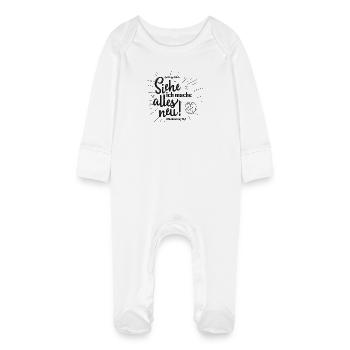 Behold, I make all things new - Baby Organic Sleepsuit with Scratch Mitts - white - Front