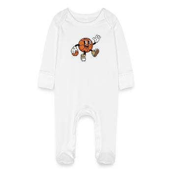 drôle de basket-ball dessin animé basket-ball - Grenouillère bio avec gants Bébé - blanc - Devant