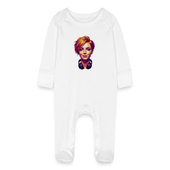 Colorful_Pop_Art_Portrait - Baby Organic Sleepsuit with Scratch Mitts - white - Front