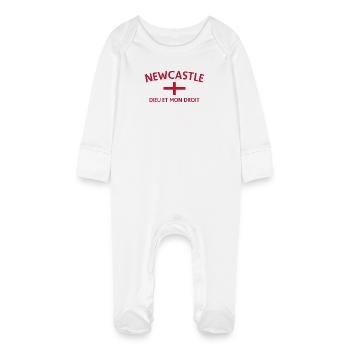 Newcastle Crest Fusion - Baby Organic Sleepsuit with Scratch Mitts - white - Front