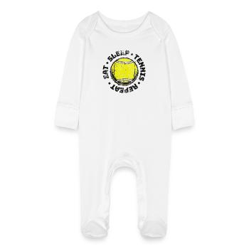 Tennis manger dormir Tennis Repeat Ball Sweat à capuche - Grenouillère bio avec gants Bébé - blanc - Devant