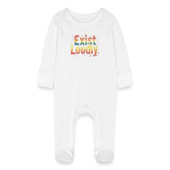 Exist Loudly – Colorful Pride Empowerment - Baby Organic Sleepsuit with Scratch Mitts - white - Front
