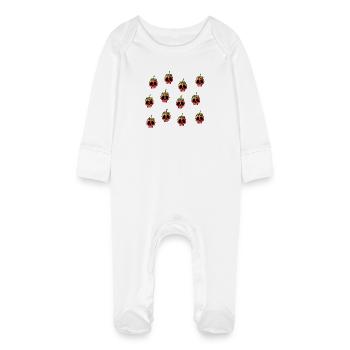 Crânes de fraises - Grenouillère bio avec gants Bébé - blanc - Devant