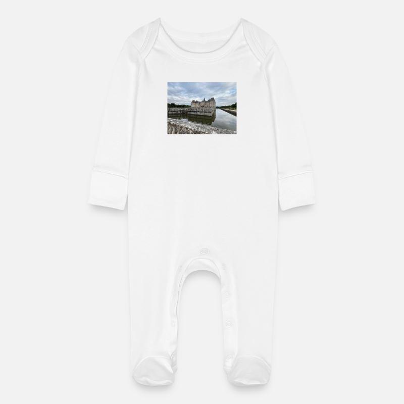 Château de Vaux le Vicomte  - Grenouillère bio avec gants Bébé - blanc