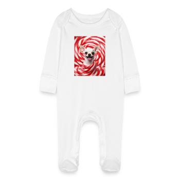 Chihuahua Candy Swirl - Baby Organic Sleepsuit with Scratch Mitts - white - Front