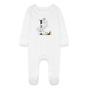Lettre L Luisa - Grenouillère bio avec gants Bébé - blanc - Devant