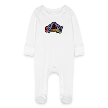 Illustration effrayante de la maison d’Halloween - Grenouillère bio avec gants Bébé - blanc - Devant