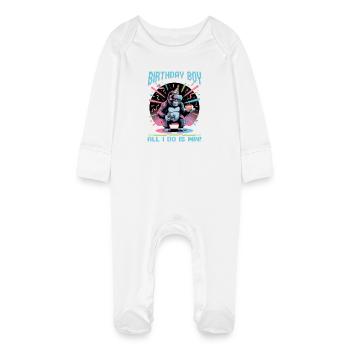 Birthday Gamer VR - Baby Organic Sleepsuit with Scratch Mitts - white - Front