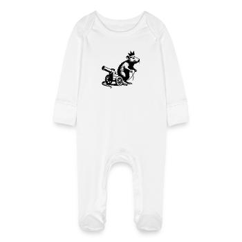 Imperial Rat on Cannon Cart | King Rat - Baby Organic Sleepsuit with Scratch Mitts - white - Front