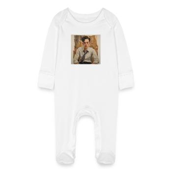 Patchwork Portrait Vintage - Baby Bio-Schlafanzug mit Kratzhandschuhen - Weiß - Vorne