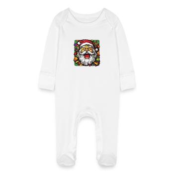 Père Noël Noël coloré Père Noël - Grenouillère bio avec gants Bébé - blanc - Devant