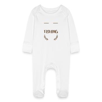 I Love Fishing – Rustic Hearts - Baby Organic Sleepsuit with Scratch Mitts - white - Front