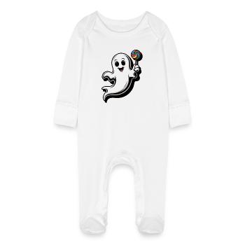 Fröhlicher Geist mit Lollipop - Grenouillère bio avec gants Bébé - blanc - Devant