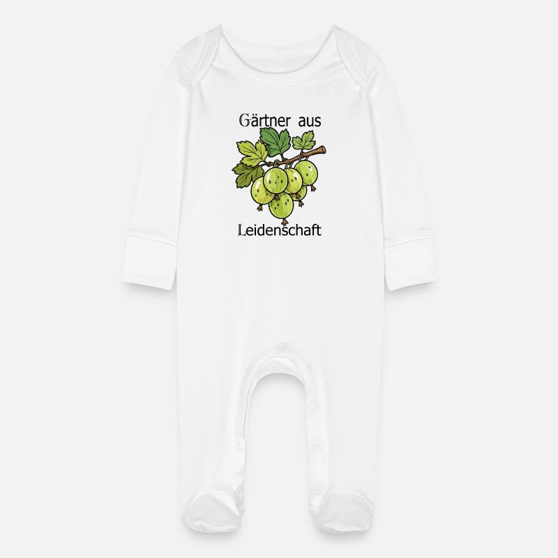 Groseilles vertes sur une branche - Grenouillère bio avec gants Bébé - blanc