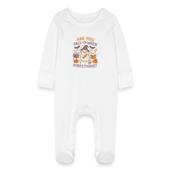 Êtes-vous Fall-O-Ween Directions Cadeaux amusants pour les enseignants - Grenouillère bio avec gants Bébé - blanc - Devant