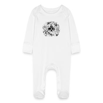 STEAMPUNK SKULL - Baby Organic Sleepsuit with Scratch Mitts - white - Front