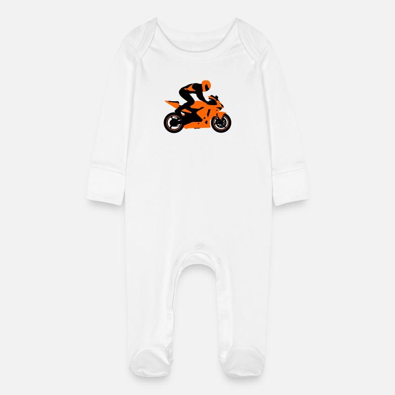 Cascadeur à moto - Grenouillère bio avec gants Bébé - blanc