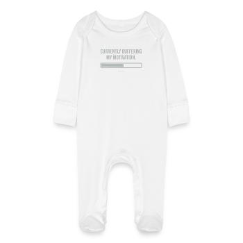 Currently buffering my motivation  - Baby Bio-Schlafanzug mit Kratzhandschuhen - Weiß - Vorne