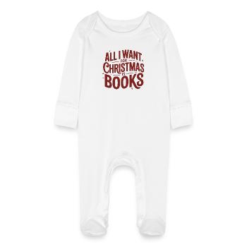 Christmas Wish Books - Baby Organic Sleepsuit with Scratch Mitts - white - Front