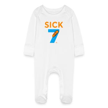 Sick Seven Meme Tee Six Seven  - Baby Bio-Schlafanzug mit Kratzhandschuhen - Weiß - Vorne