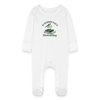 Retirement Plan Bird Watching - Baby Organic Sleepsuit with Scratch Mitts - white - Front