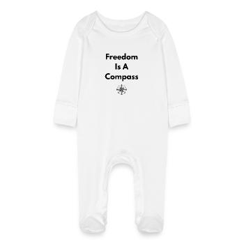 Freedom Is A Compass – Adventure Shirt - Baby Organic Sleepsuit with Scratch Mitts - white - Front