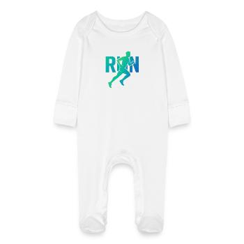 Dynamic Runner RUN - Baby Organic Sleepsuit with Scratch Mitts - white - Front