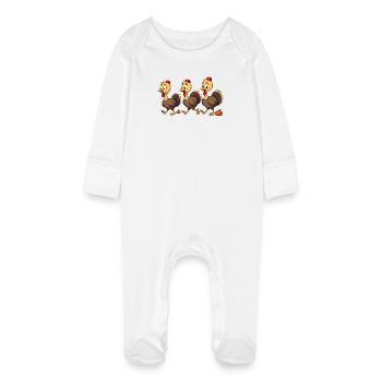 Bébé dinde de Thanksgiving - Grenouillère bio avec gants Bébé - blanc - Devant