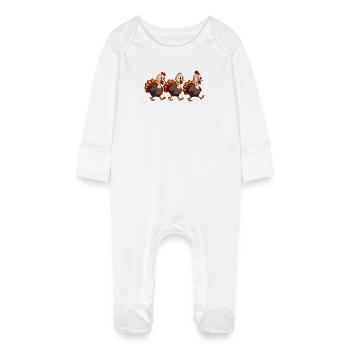 Bébé dinde de Thanksgiving - Grenouillère bio avec gants Bébé - blanc - Devant