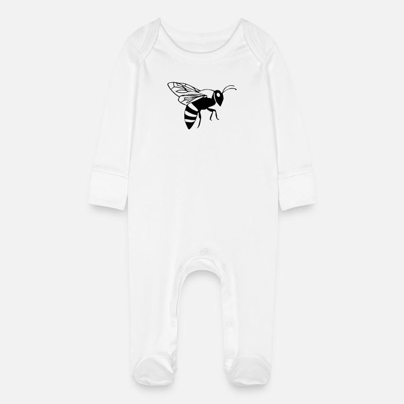 Bee Bee Beekeeper Gift - Baby Organic Sleepsuit with Scratch Mitts - white