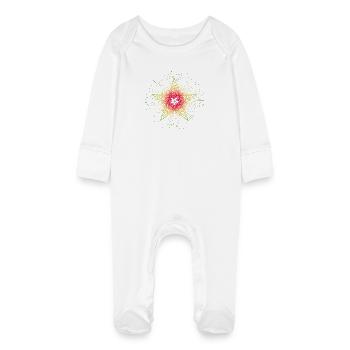 Poinsettia éclatant en look mandala - Grenouillère bio avec gants Bébé - blanc - Devant