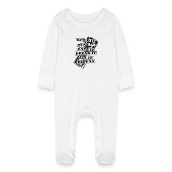 Motorsport – Build It, Tune It, Race It, Fix It - Baby Organic Sleepsuit with Scratch Mitts - white - Front