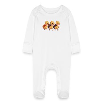 Bébé dinde de Thanksgiving - Grenouillère bio avec gants Bébé - blanc - Devant
