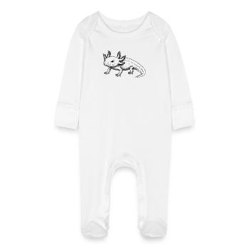Axolotl Line Style – Black - Baby Organic Sleepsuit with Scratch Mitts - white - Front