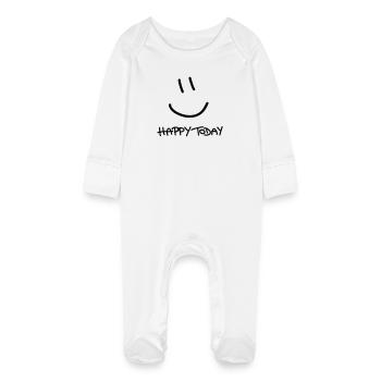 Heureux aujourd’hui - Grenouillère bio avec gants Bébé - blanc - Devant